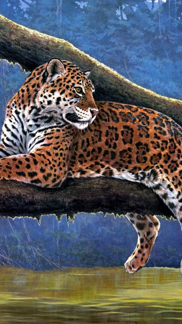 Sfondi Raymond Reibel Jaguar Painting 360x640