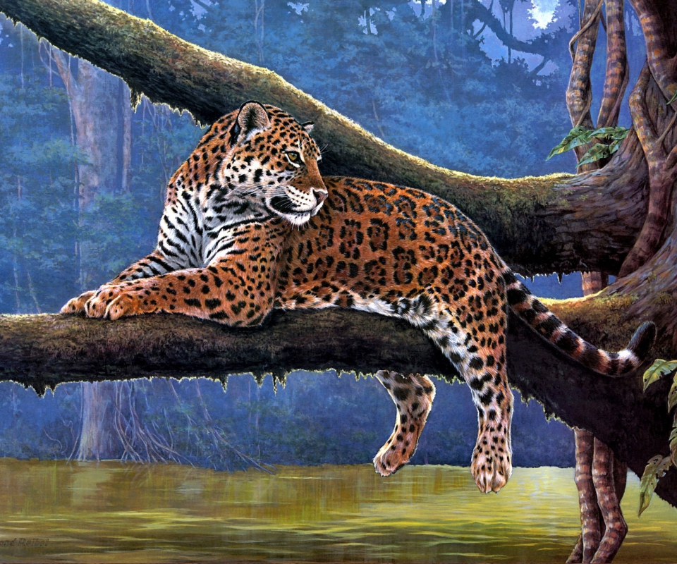 Fondo de pantalla Raymond Reibel Jaguar Painting 960x800