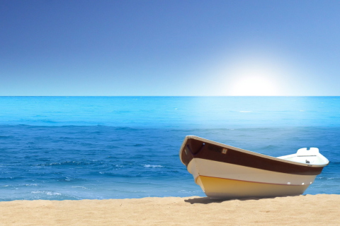 Screenshot №1 pro téma Boat On Beach 480x320