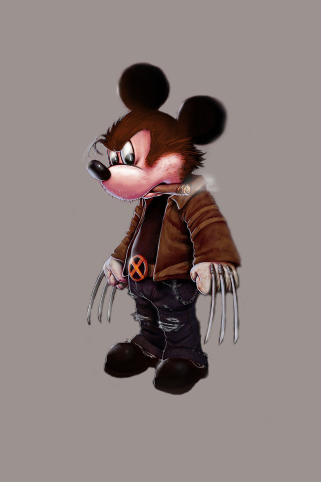 Fondo de pantalla Mickey Wolverine Mouse 640x960