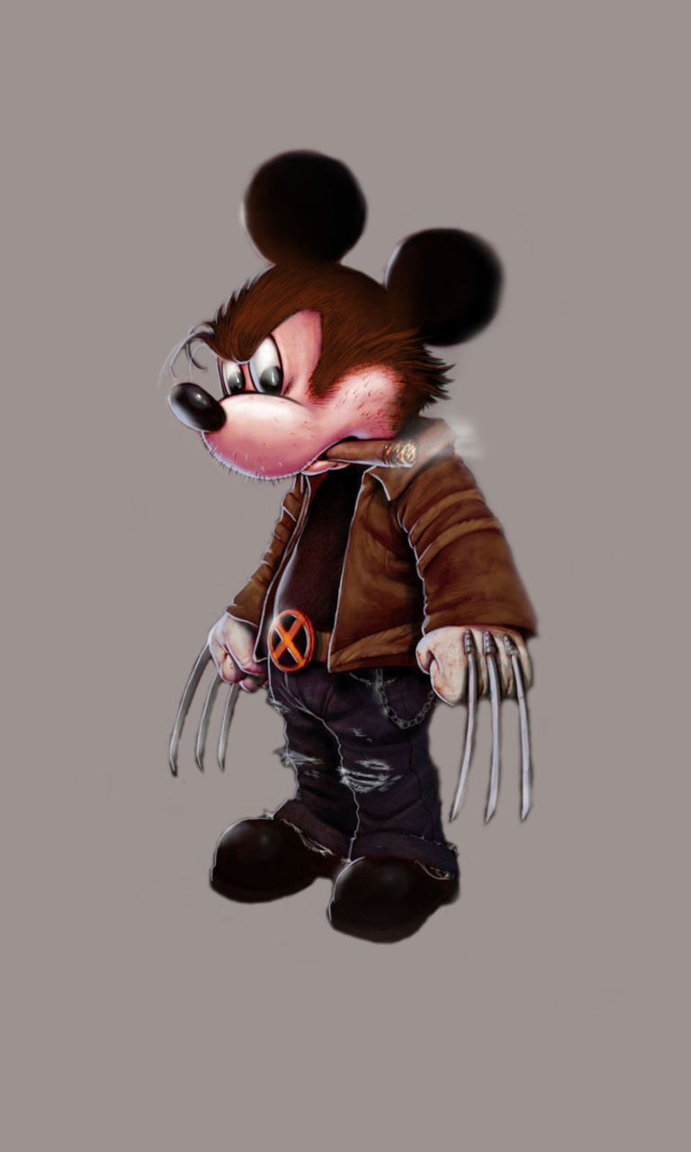 Обои Mickey Wolverine Mouse 768x1280