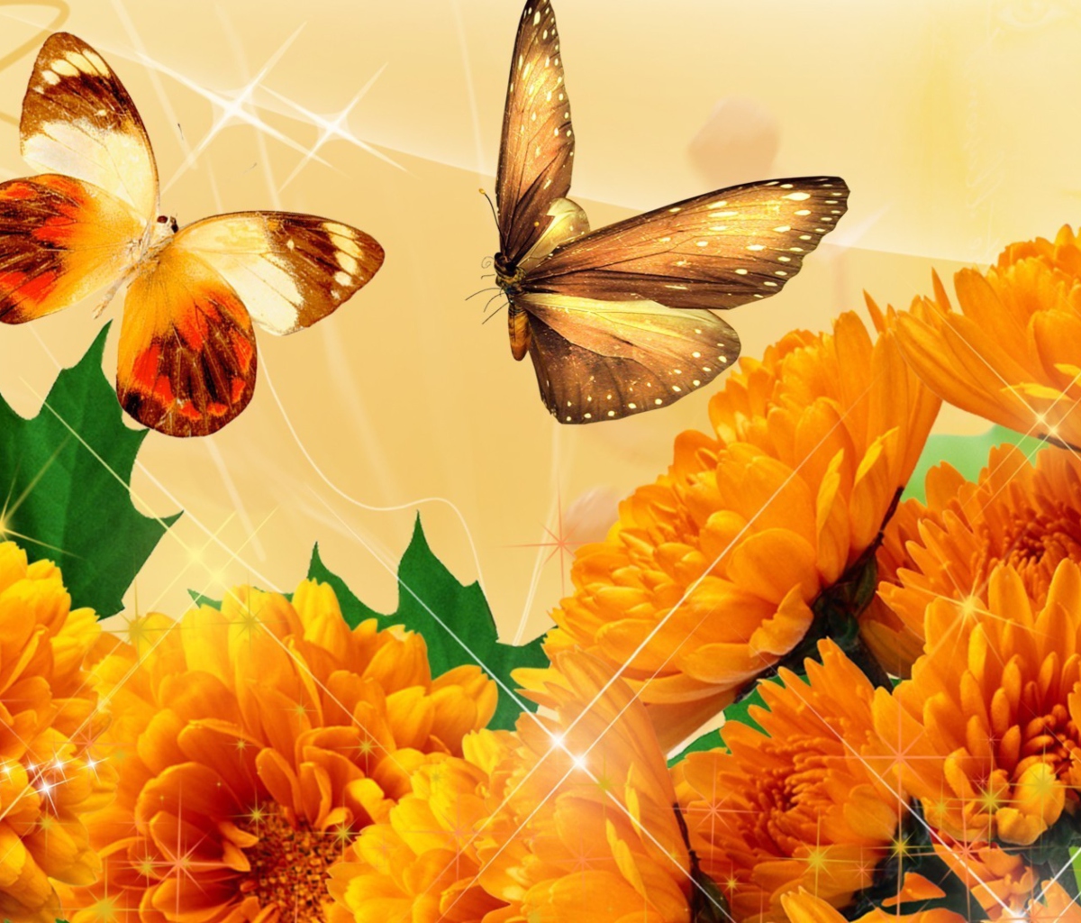 Das Autumn Butterflies Shines Wallpaper 1200x1024