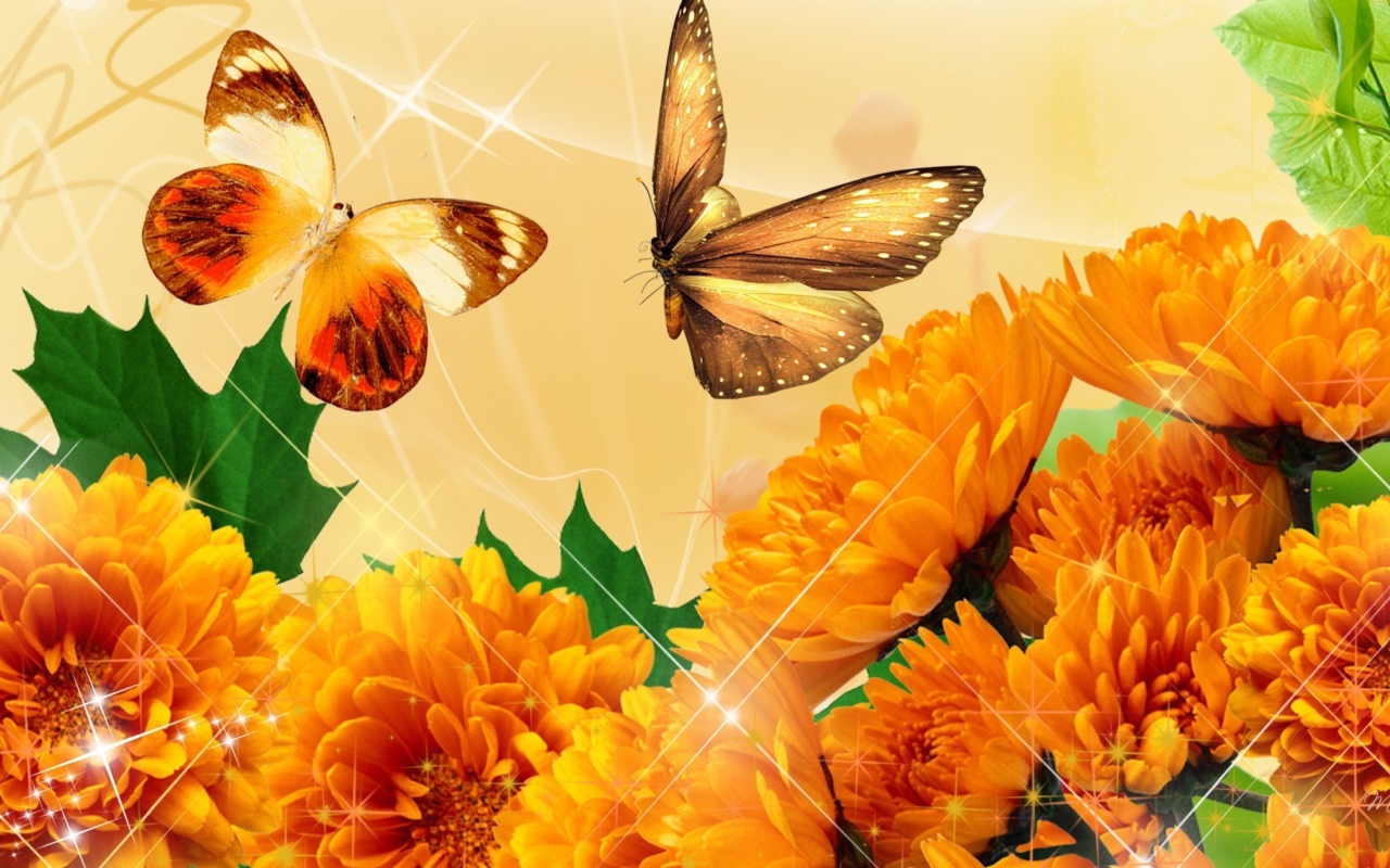 Screenshot №1 pro téma Autumn Butterflies Shines 1280x800