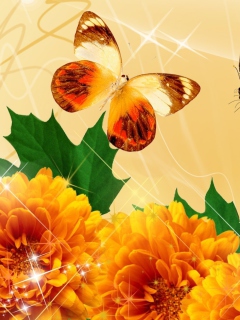 Das Autumn Butterflies Shines Wallpaper 240x320