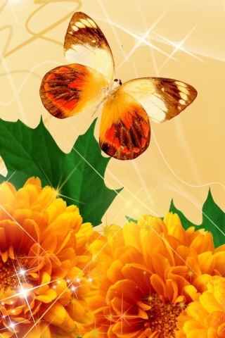 Das Autumn Butterflies Shines Wallpaper 320x480
