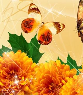 Autumn Butterflies Shines - Obrázkek zdarma pro 132x176