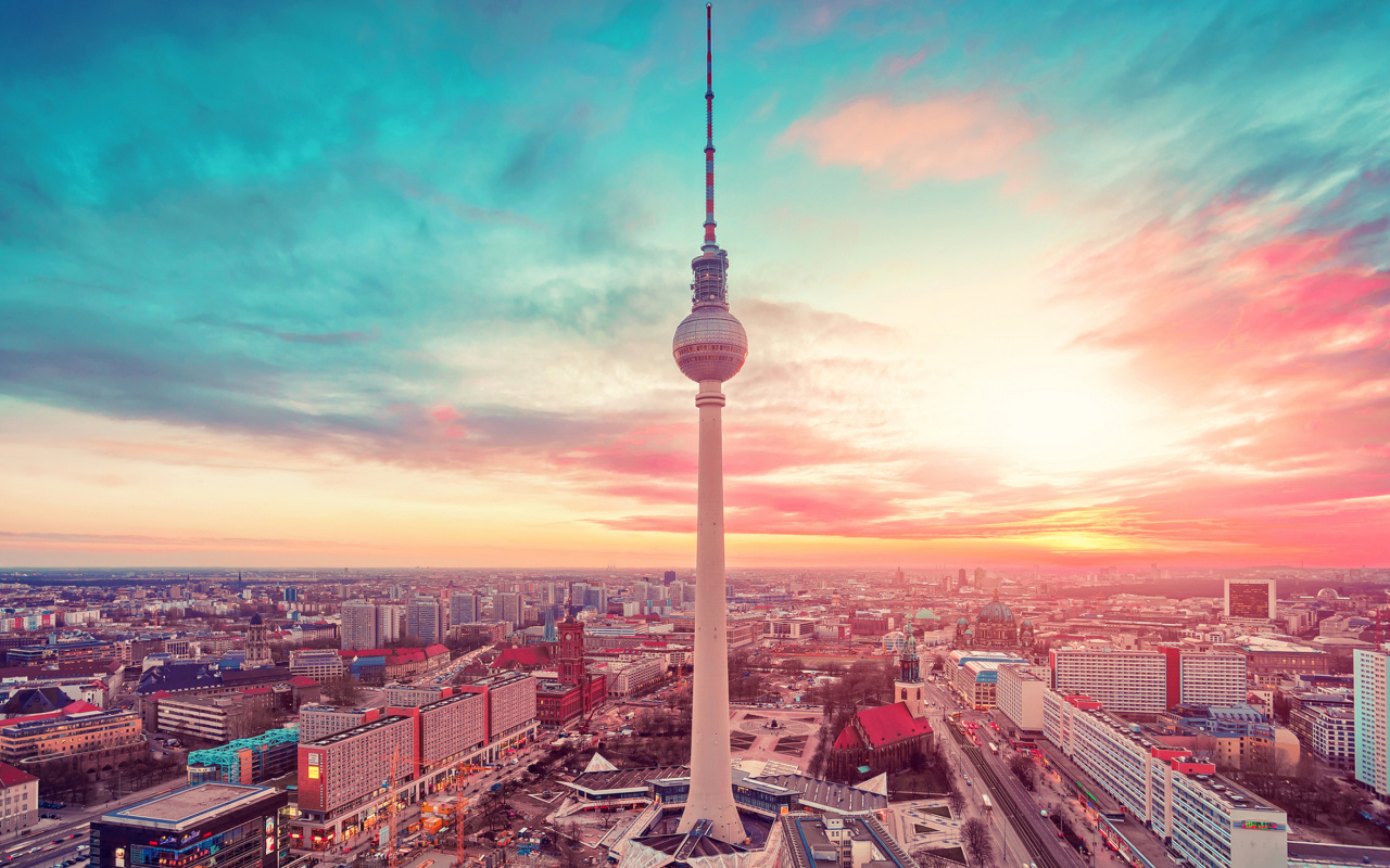 Обои Berlin TV Tower Berliner Fernsehturm 1280x800