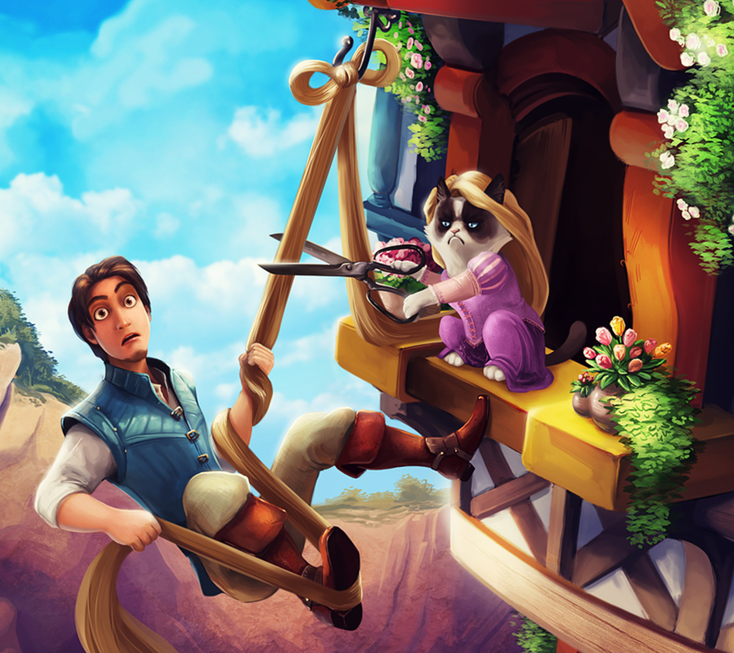 Grumpy cat Disney wallpaper 1440x1280