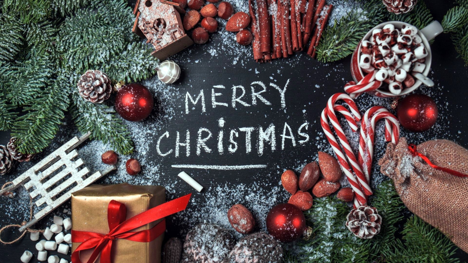 December Merry Christmas Happy Holidays wallpaper 1600x900
