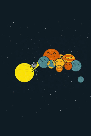 Fondo de pantalla Sun And Planets Funny 320x480