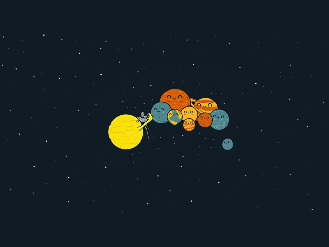 Обои Sun And Planets Funny 640x480