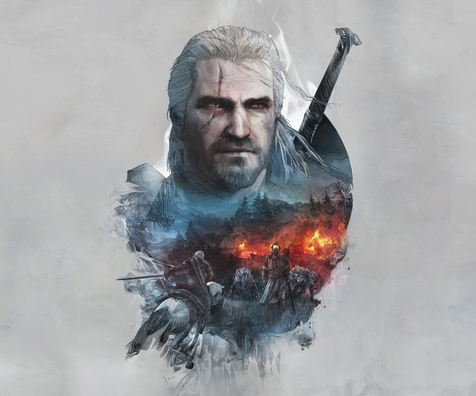 Обои Geralt of Rivia Witcher 3 960x800
