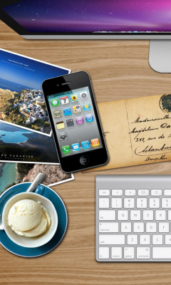 Screenshot №1 pro téma Apple Table with Postcards 240x400