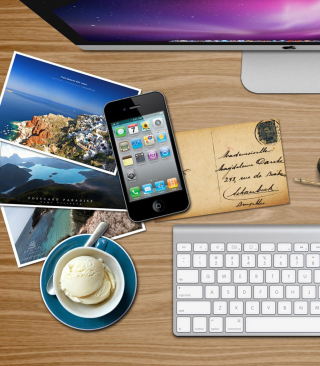 Apple Table with Postcards - Obrázkek zdarma pro Nokia Asha 503