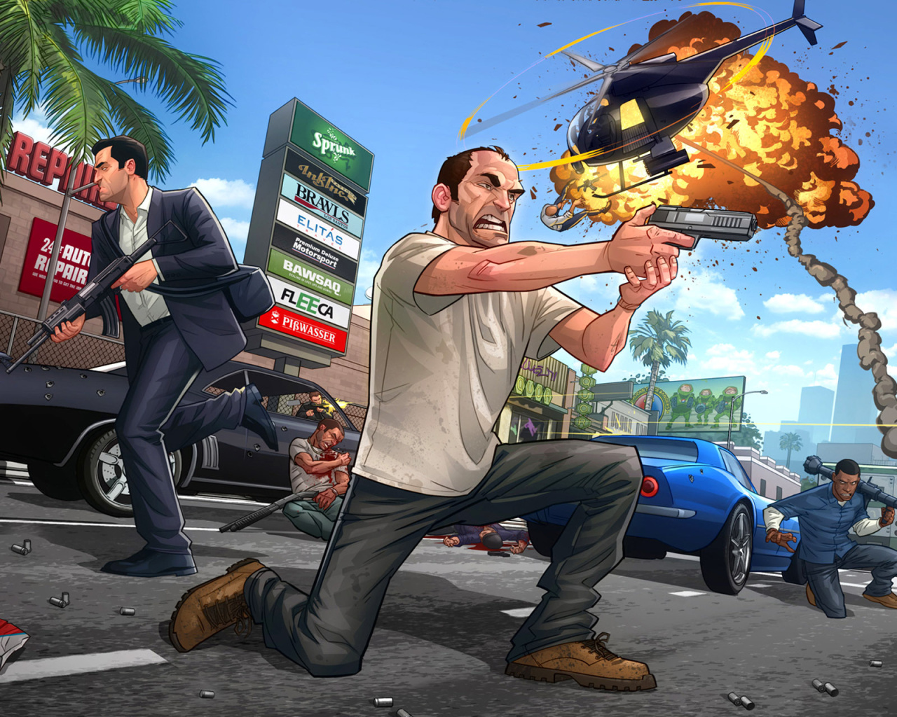 Sfondi GTA 5 Battle 1280x1024