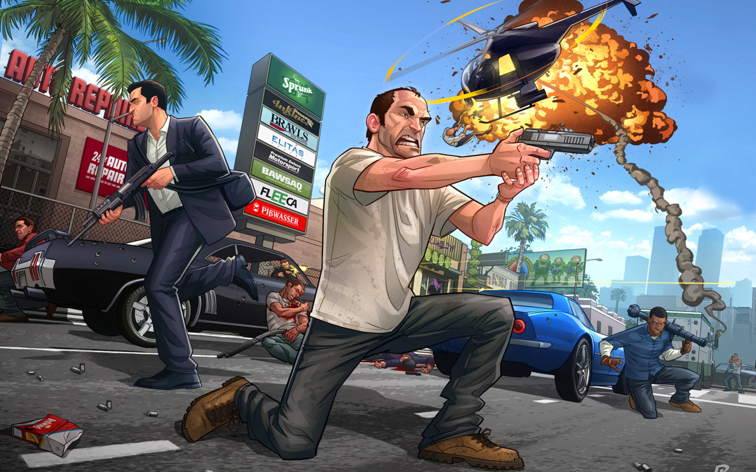 Fondo de pantalla GTA 5 Battle 2560x1600