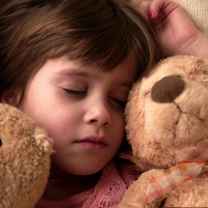 Child Sleeping With Teddy Bear wallpaper 208x208
