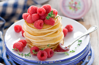 Tasty Raspberry Pancakes Wallpaper for Android, iPhone and iPad