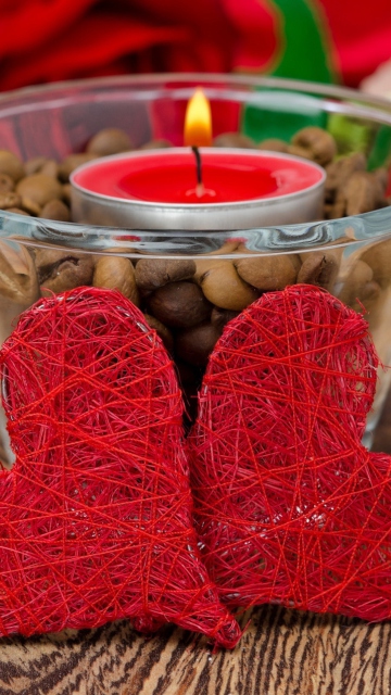 Обои Red Hearts And Candle 360x640