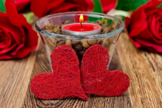 Red Hearts And Candle Wallpaper for Android, iPhone and iPad