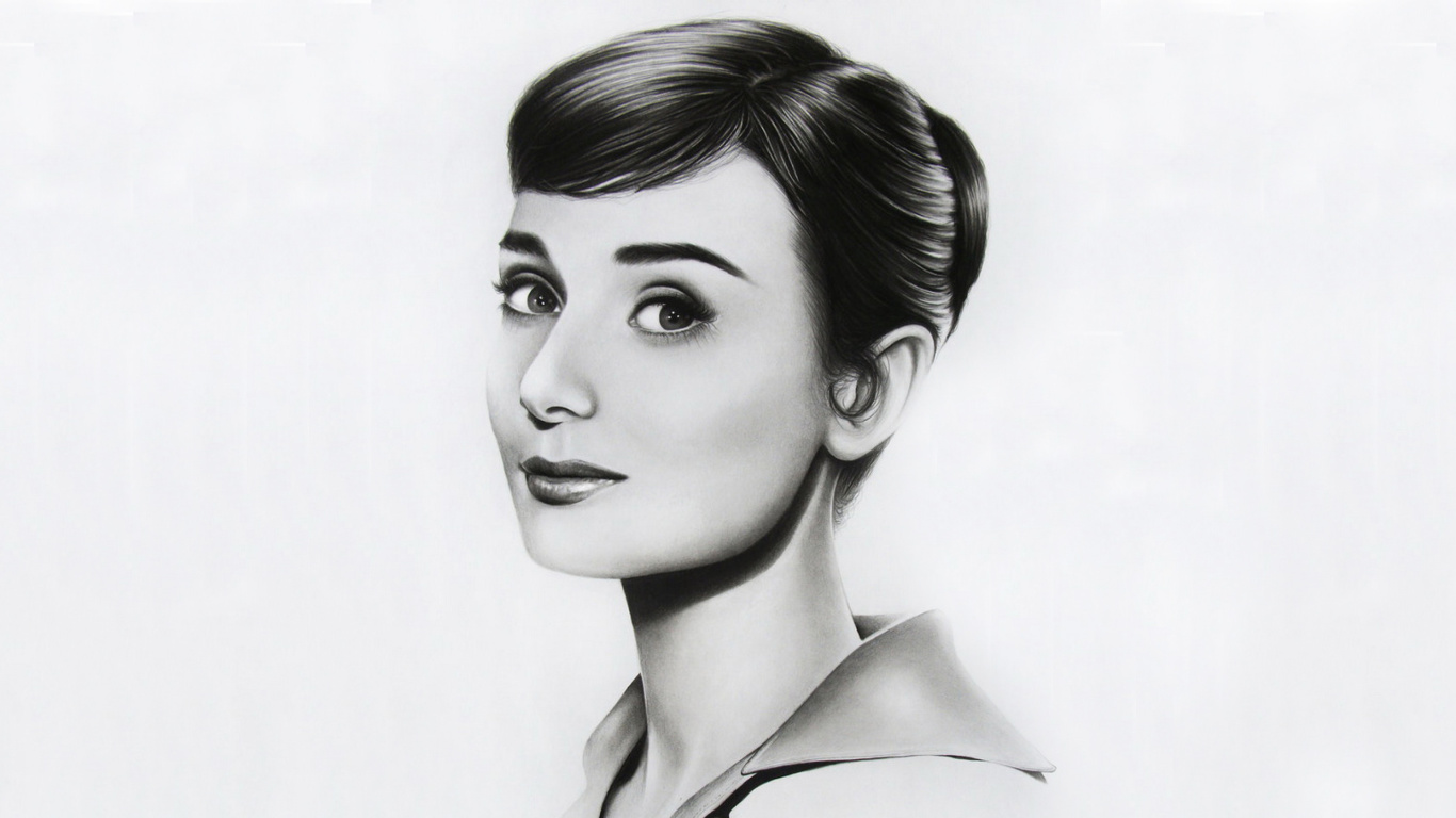 Screenshot №1 pro téma Audrey Hepburn Portrait 1366x768