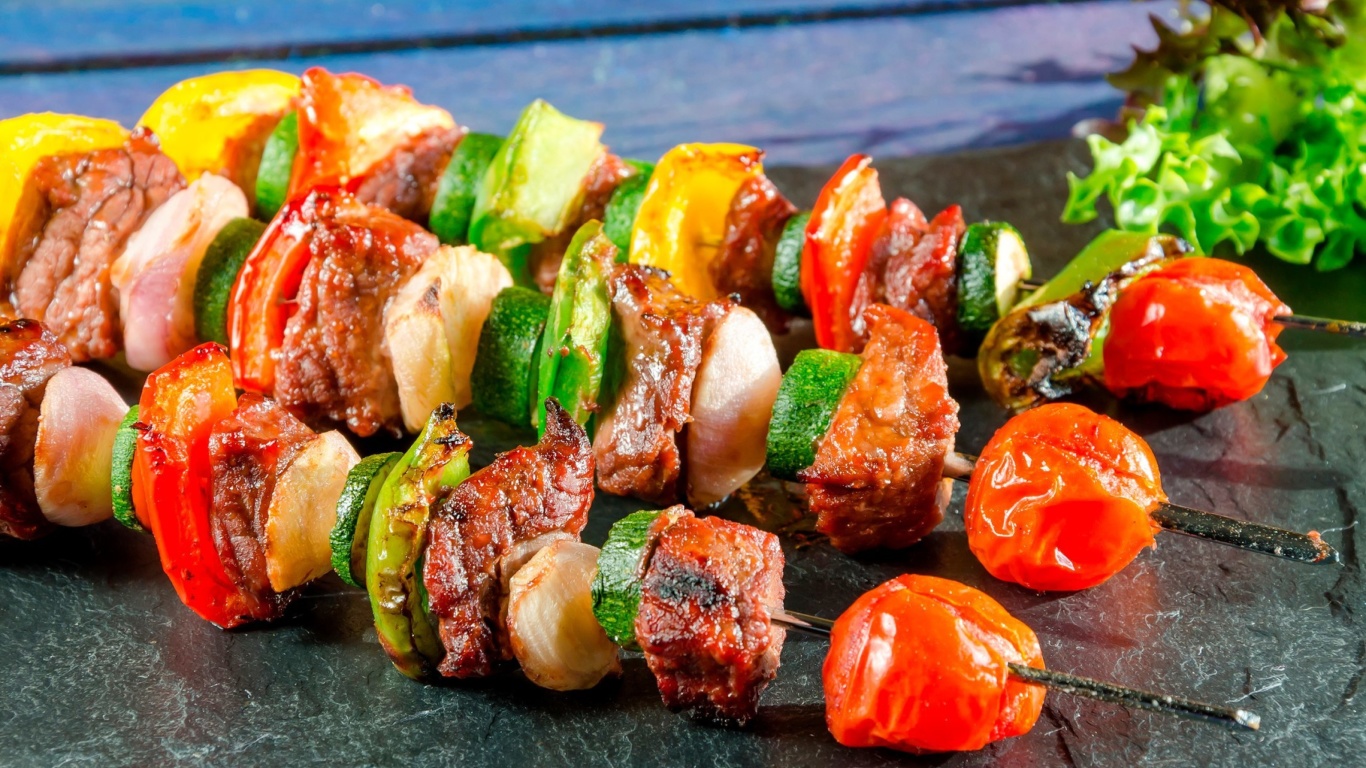 Shish kebab barbecue wallpaper 1366x768