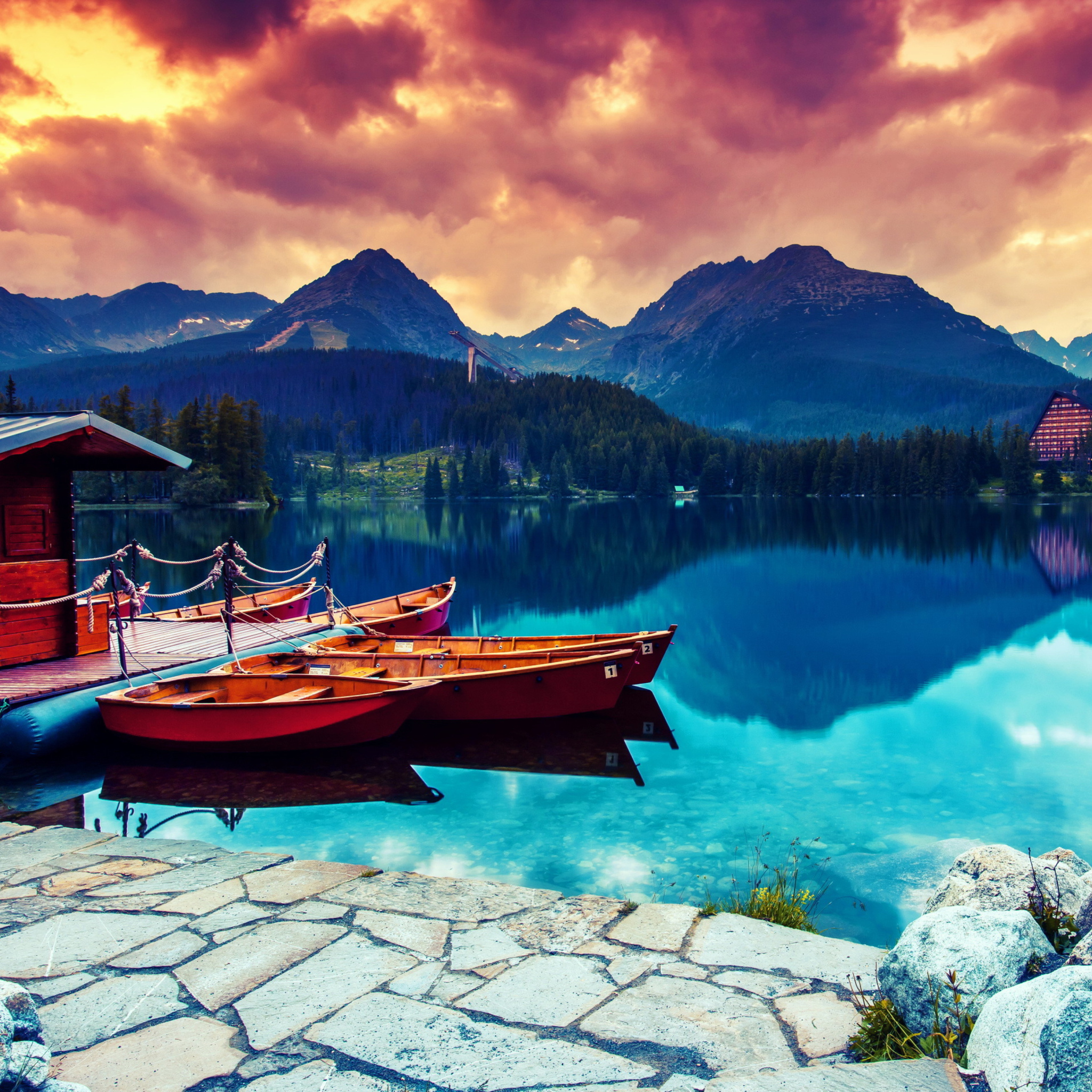 Sfondi Beautiful Lake Sunset 2048x2048