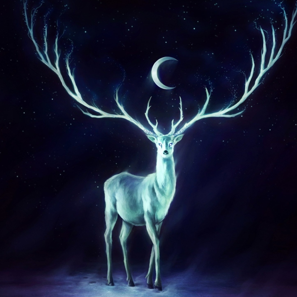 Magic Deer Painting wallpaper 1024x1024