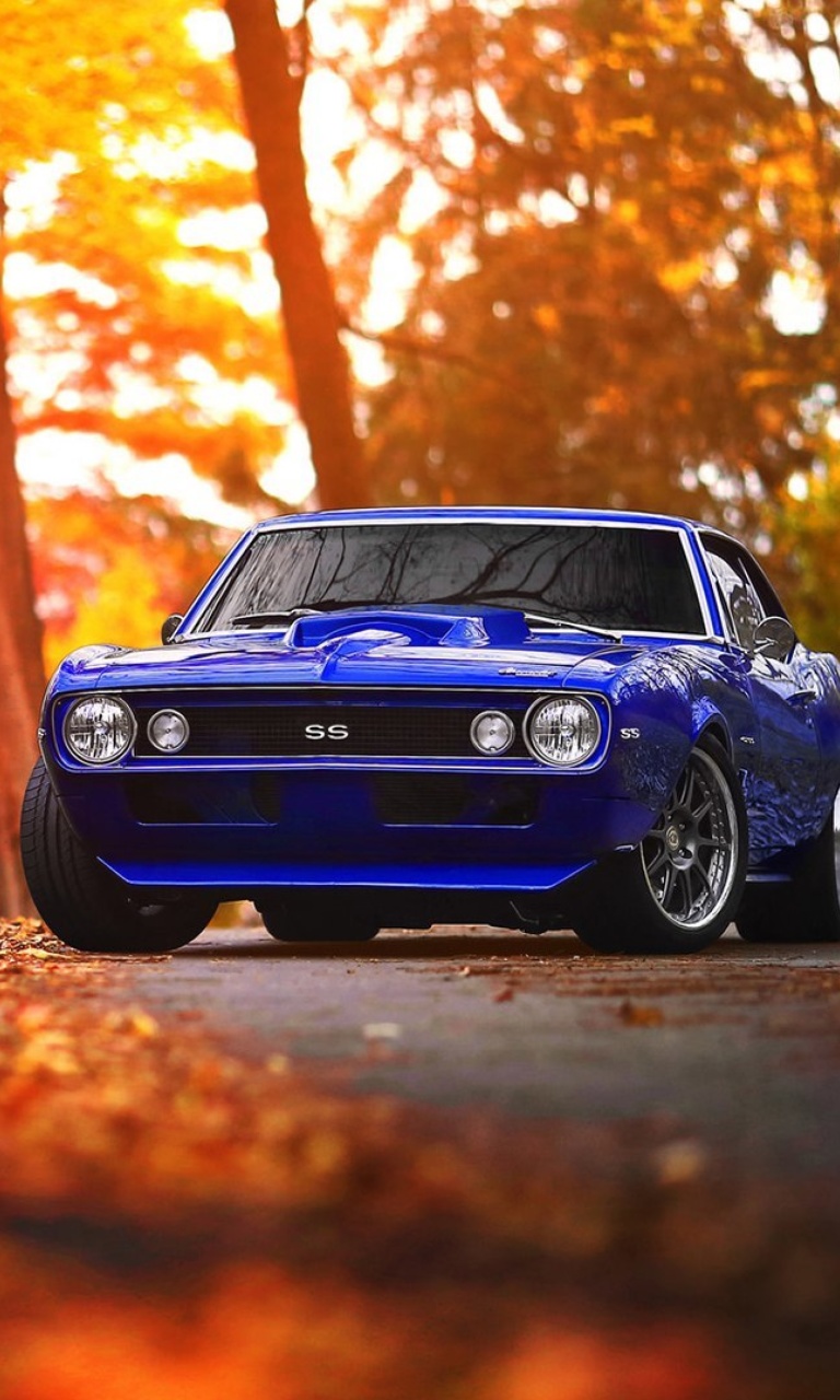 Das Chevrolet Camaro SS Blue Wallpaper 768x1280