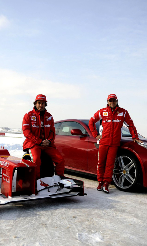 Fondo de pantalla Fernando Alonso in Ferrari 480x800