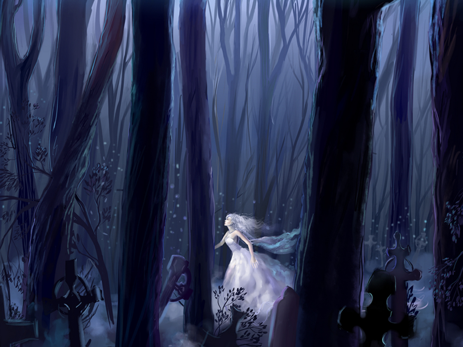 Fondo de pantalla White Princess In Dark Forest 1600x1200