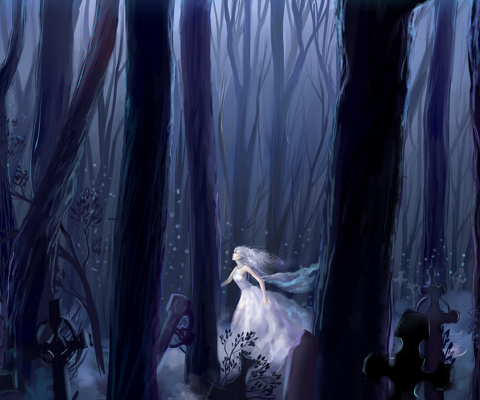 Sfondi White Princess In Dark Forest 480x400