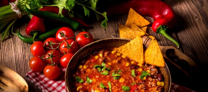 Fondo de pantalla Chilli Mexican Carne 720x320