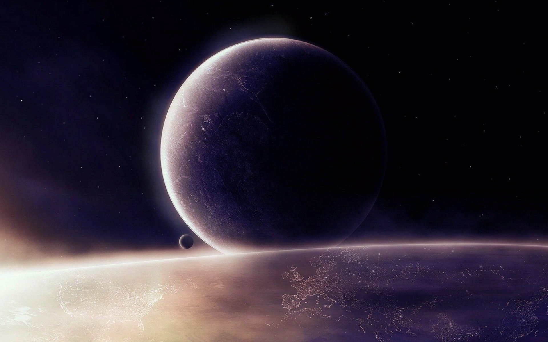 Fondo de pantalla Moon in space 1920x1200