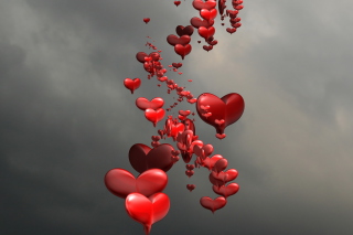 Free Red Spiral Of Hearts Picture for Android, iPhone and iPad