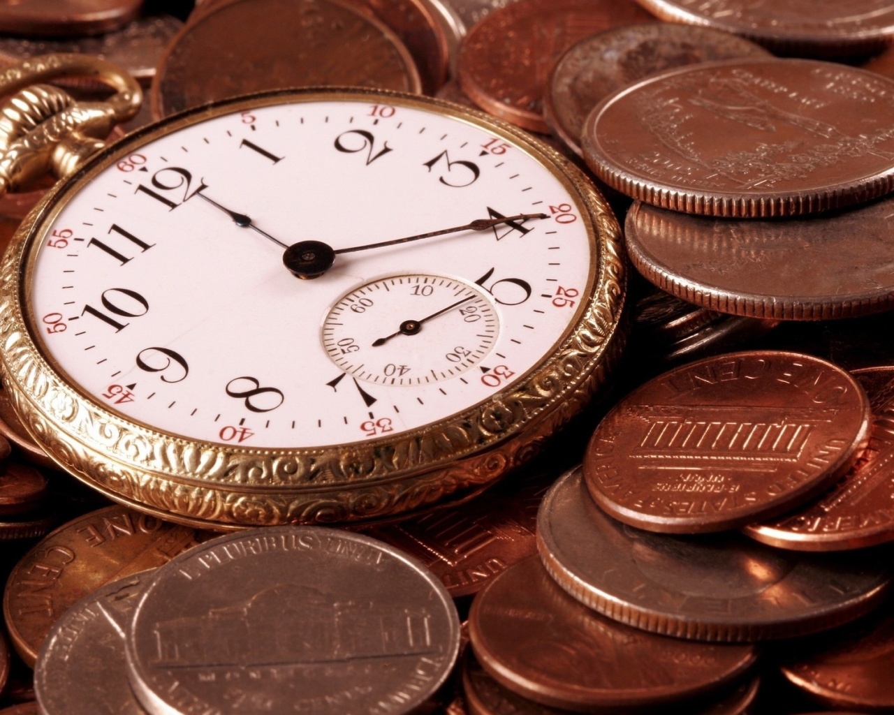 Das Dollar Cents and Watch Wallpaper 1280x1024