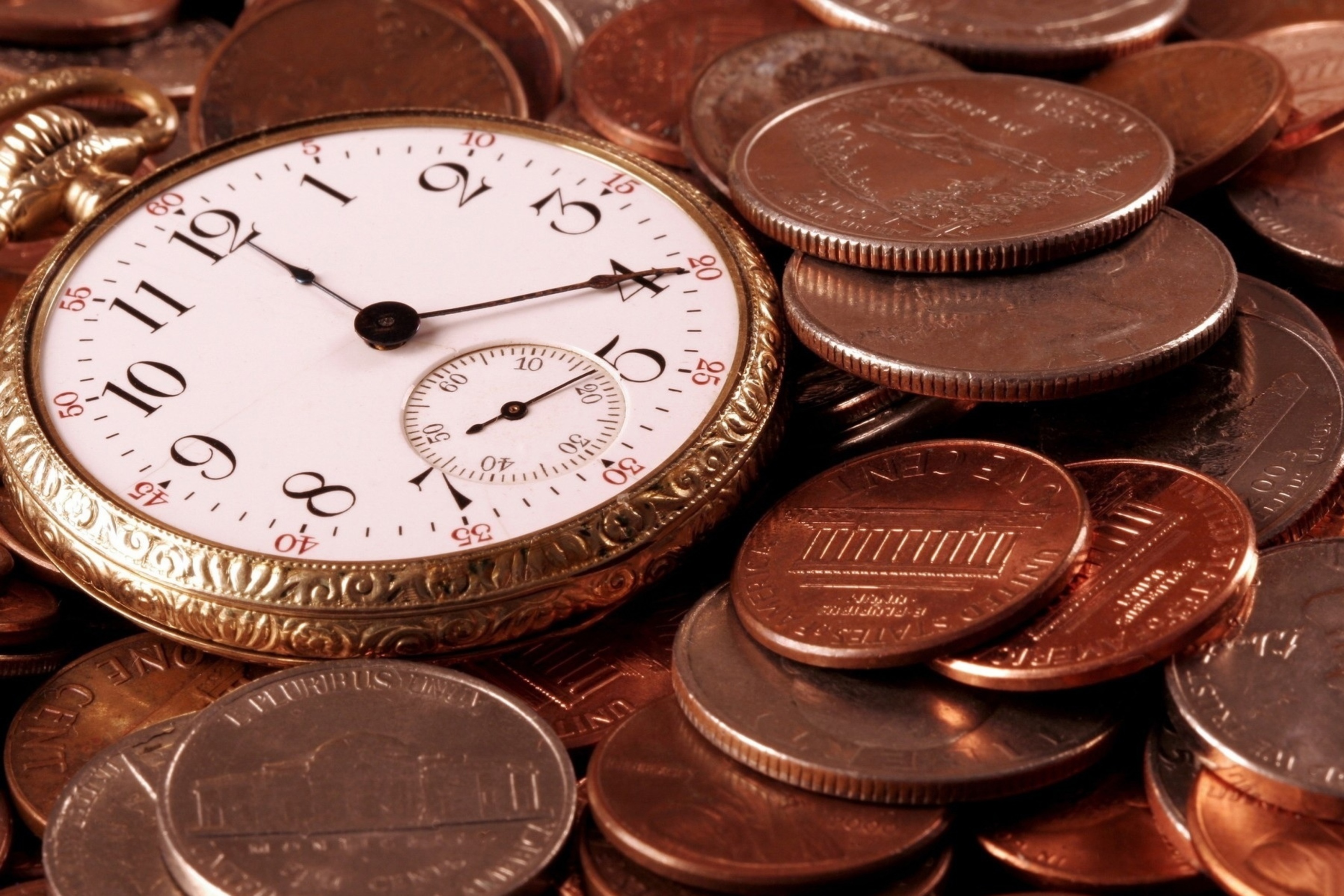 Обои Dollar Cents and Watch 2880x1920