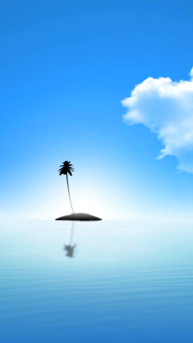 Das Lonely Palm Tree Island Wallpaper 640x1136