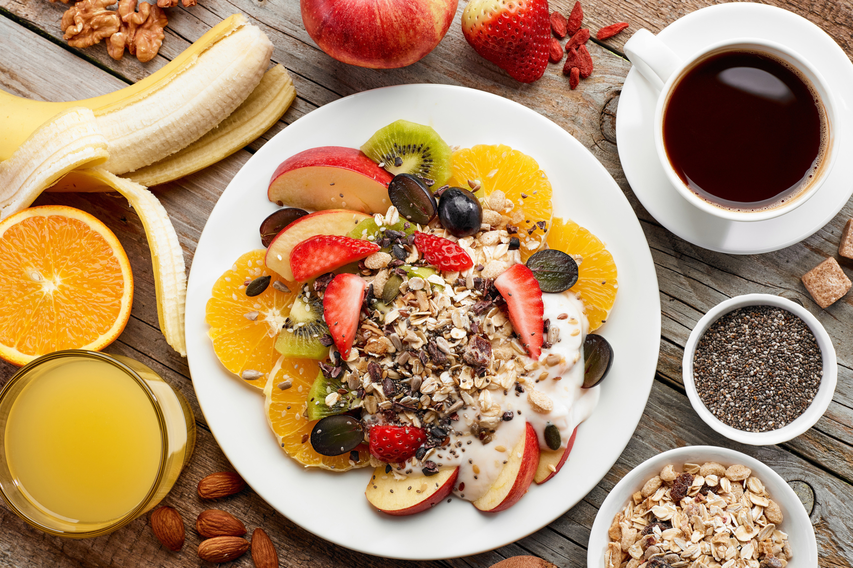 Breakfast, coffee, muesli wallpaper 2880x1920