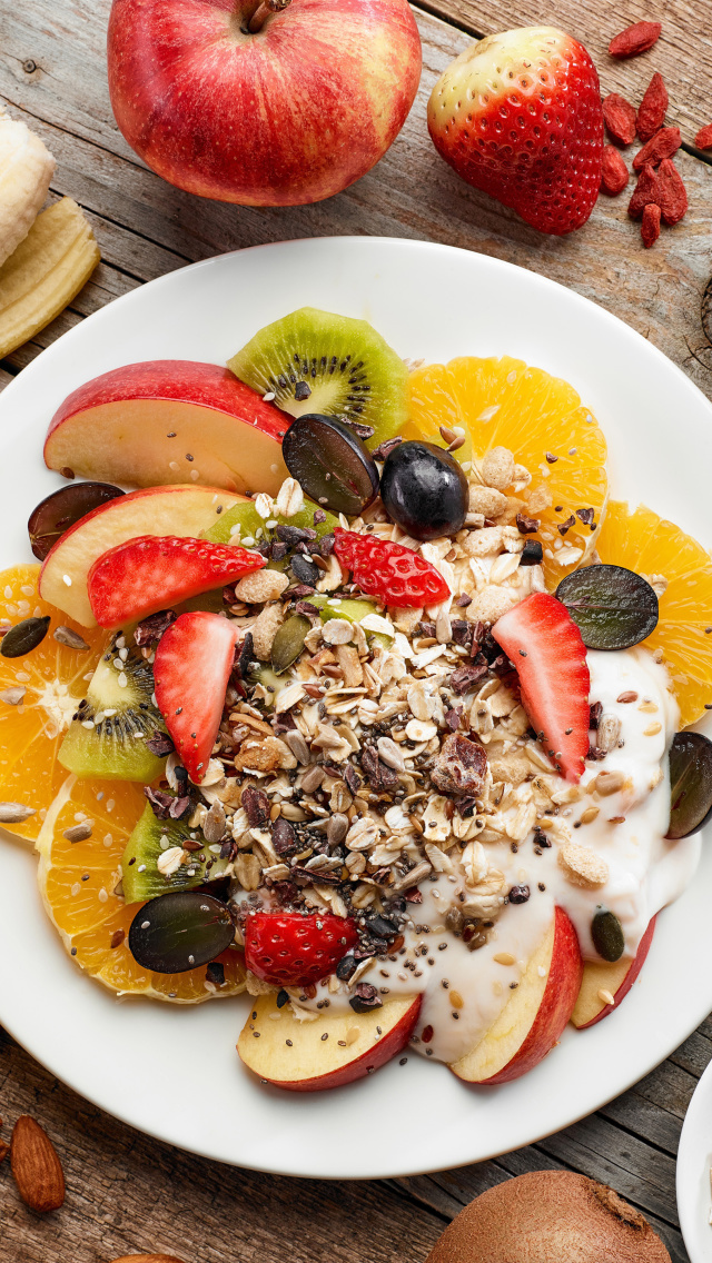 Das Breakfast, coffee, muesli Wallpaper 640x1136