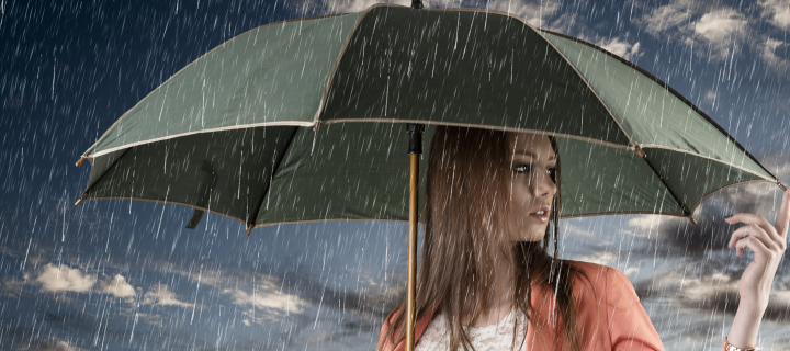 Girl Under Umbrella In Rain screenshot #1 720x320