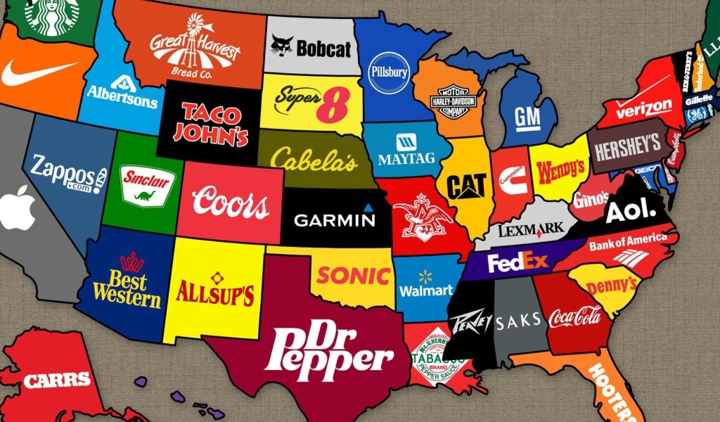 Das Us Brands Map Wallpaper 1024x600
