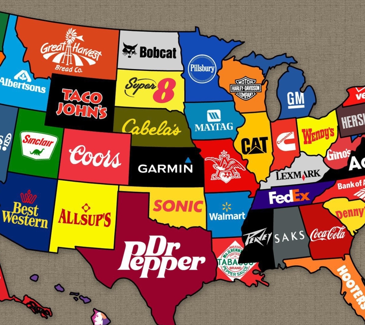 Us Brands Map wallpaper 1440x1280