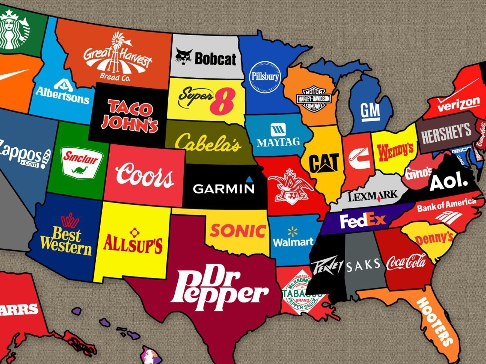 Us Brands Map wallpaper 1600x1200