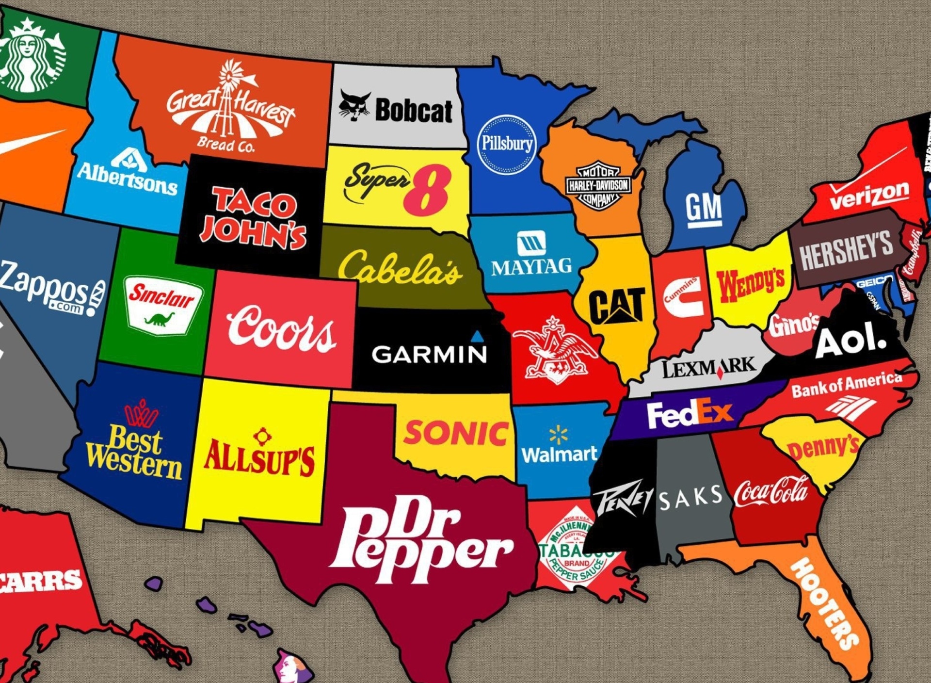 Us Brands Map wallpaper 1920x1408