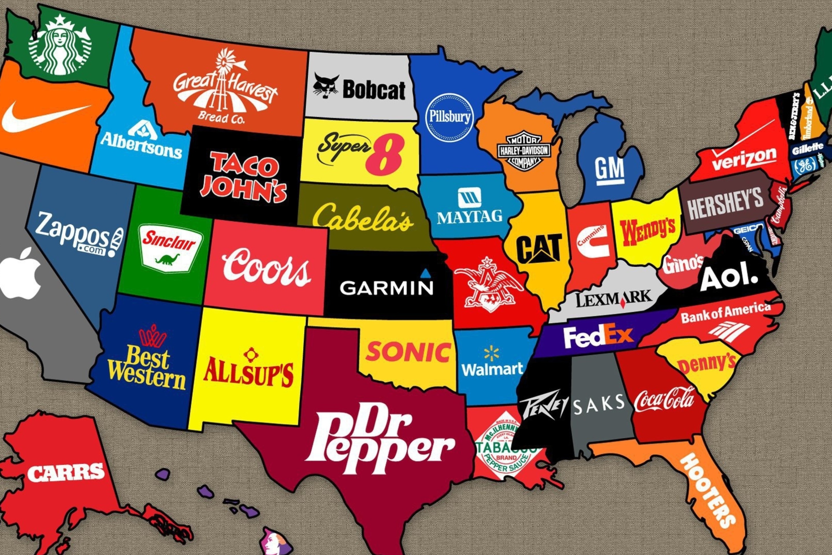 Обои Us Brands Map 2880x1920