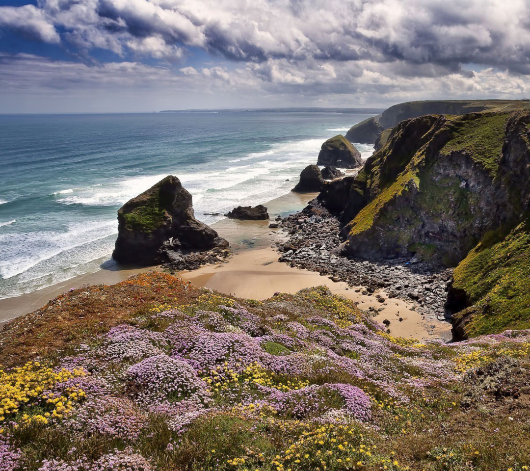 Обои Beach in Cornwall, United Kingdom 1080x960