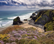 Fondo de pantalla Beach in Cornwall, United Kingdom 176x144