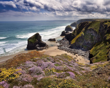 Das Beach in Cornwall, United Kingdom Wallpaper 220x176