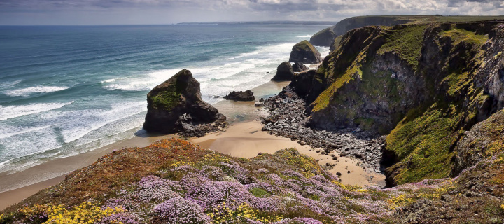 Sfondi Beach in Cornwall, United Kingdom 720x320